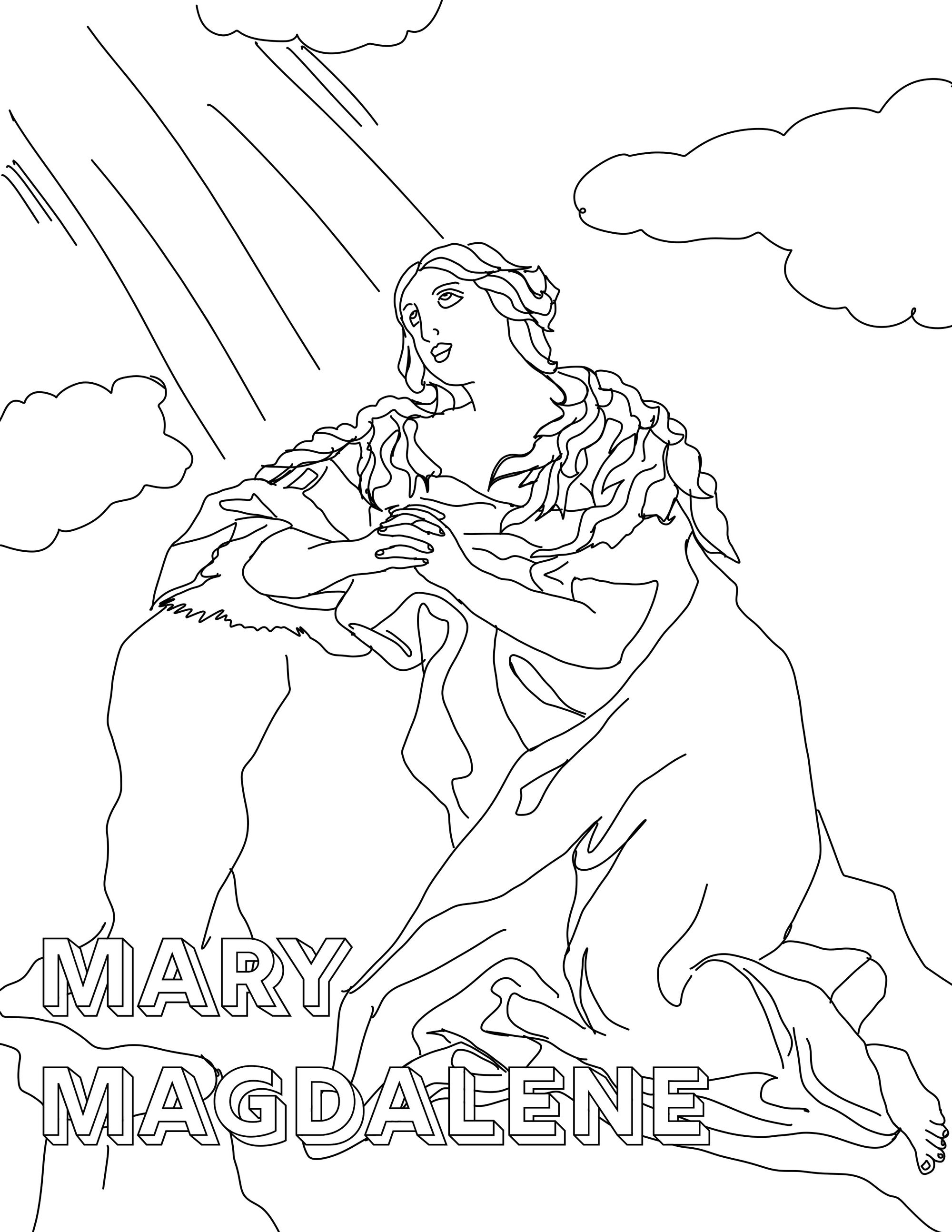Mary Magdalene Catholic Coloring Page