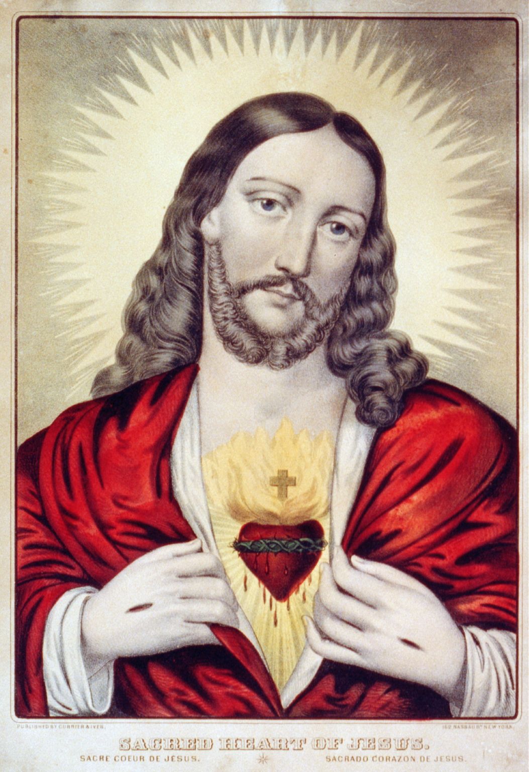 Sacred Heart by N. Currier (1835–1856) - Public Domain Catholic Painting
