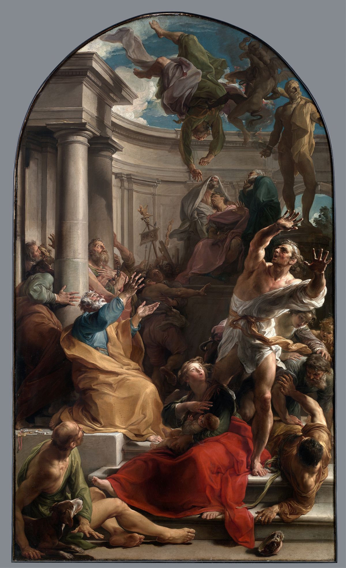 The Fall of Simon Magus (c. 1745- 1750) by Pompeo Batoni - Public Domain Catholic Painting