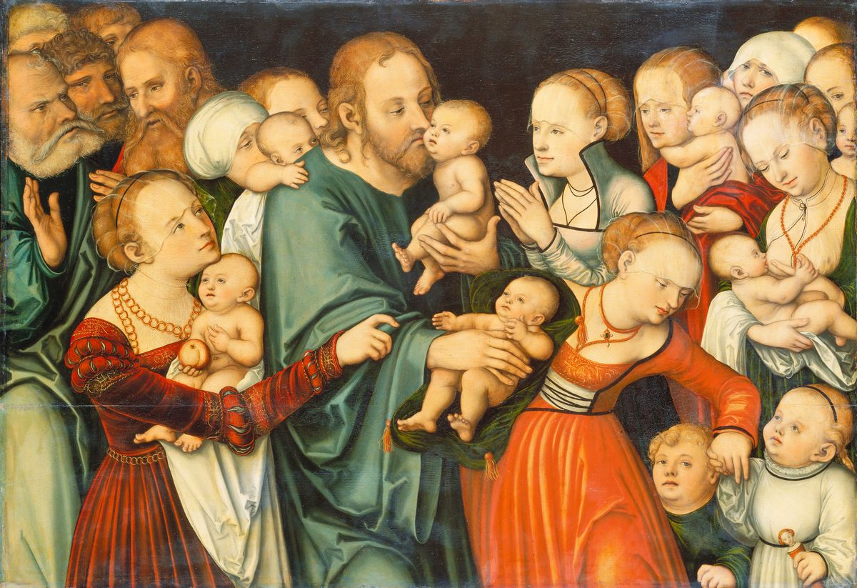 Christ Blessing the Children (1535 – 1540) by Lucas Cranach the Elder - Public Domain Catholic Painting