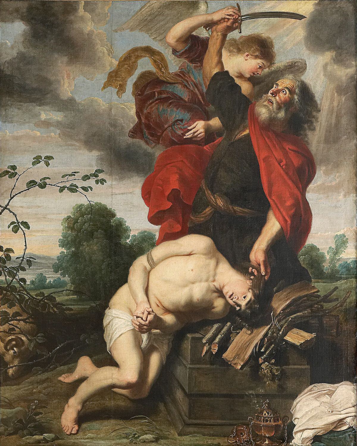 The Sacrifice of Abraham (ca. 1631 - 1635) by Cornelis de Vos and Jan Wildens - Public Domain Catholic Painting