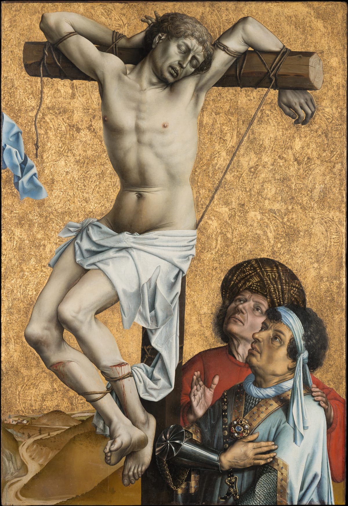 The Bad Thief to the Left of Christ (1430) by Master of Flémalle and Robert Campin Workshop - Public Domain Catholic Painting
