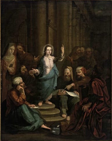 Christ Among the Doctors by an Imitator of Rembrandt (unknown date) - Public Domain Catholic Painting