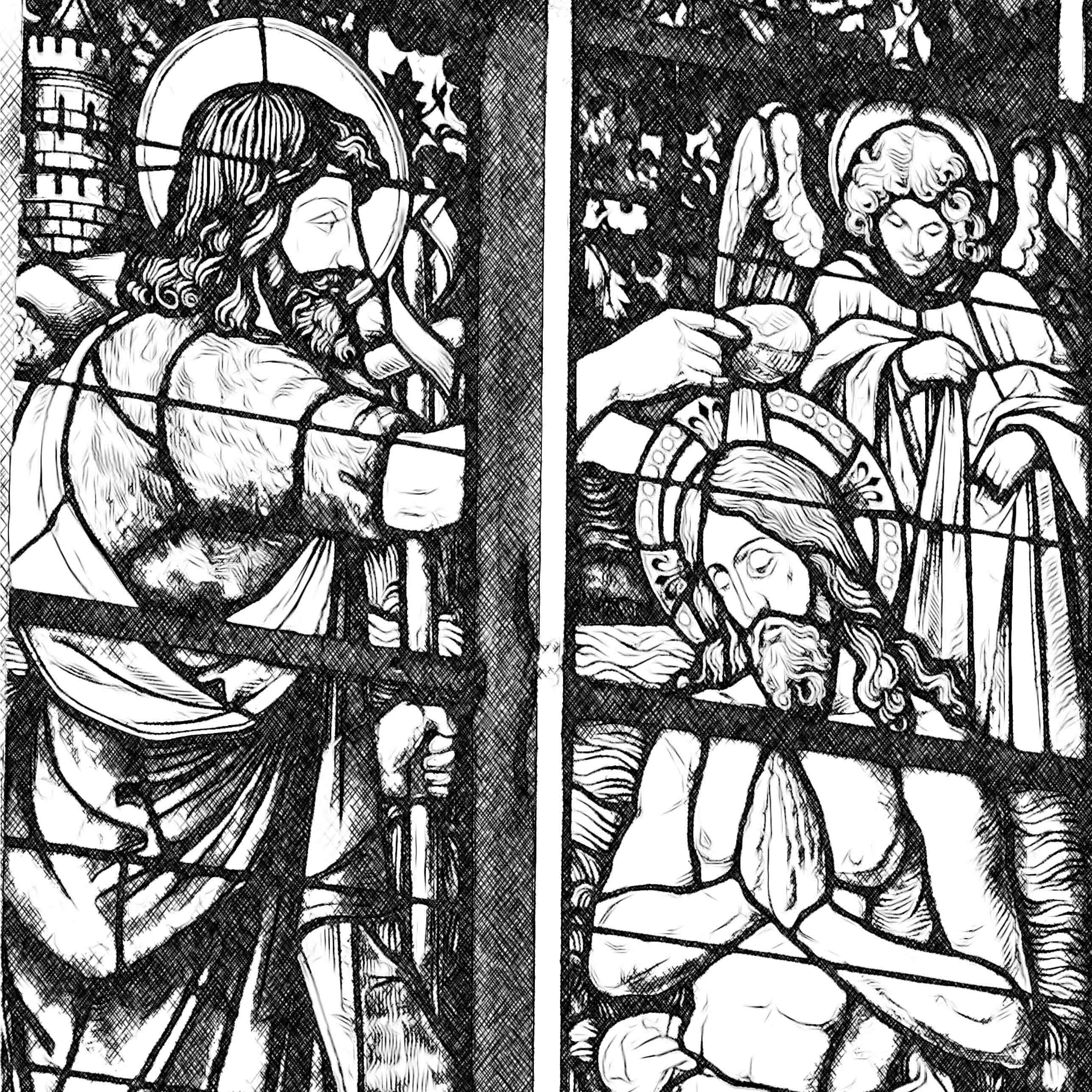 John Baptizing Jesus - Catholic Coloring Page