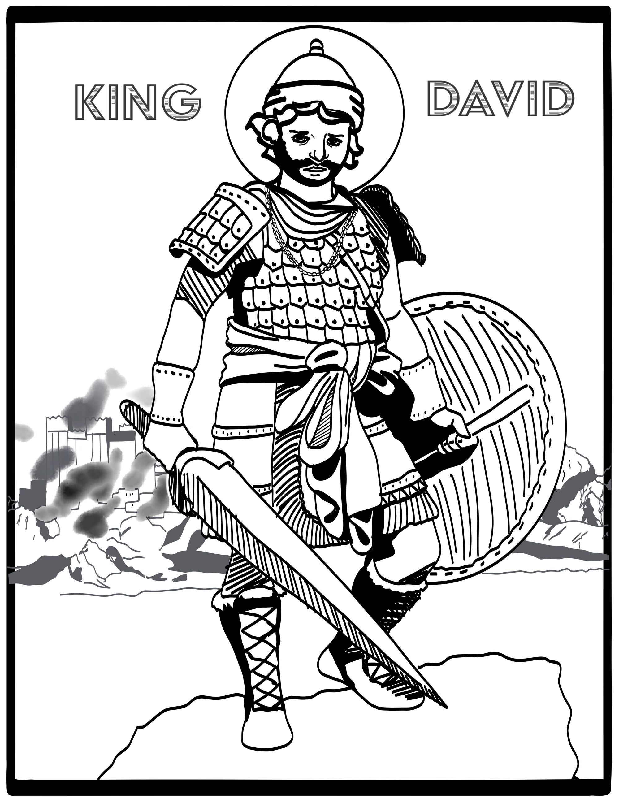 king david praying coloring page