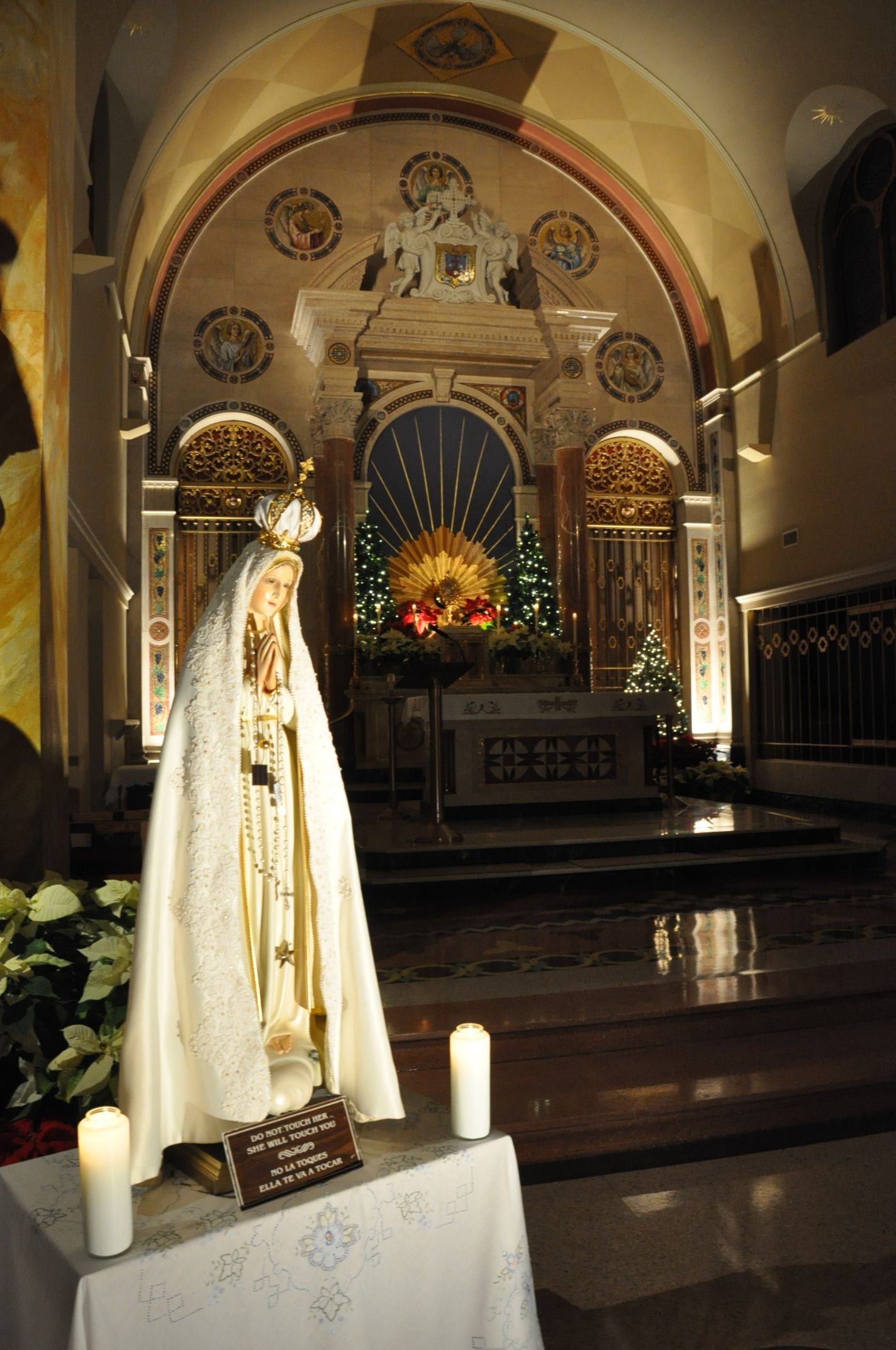 Our Lady of Fatima Statue at a Church - Catholic Stock Photo