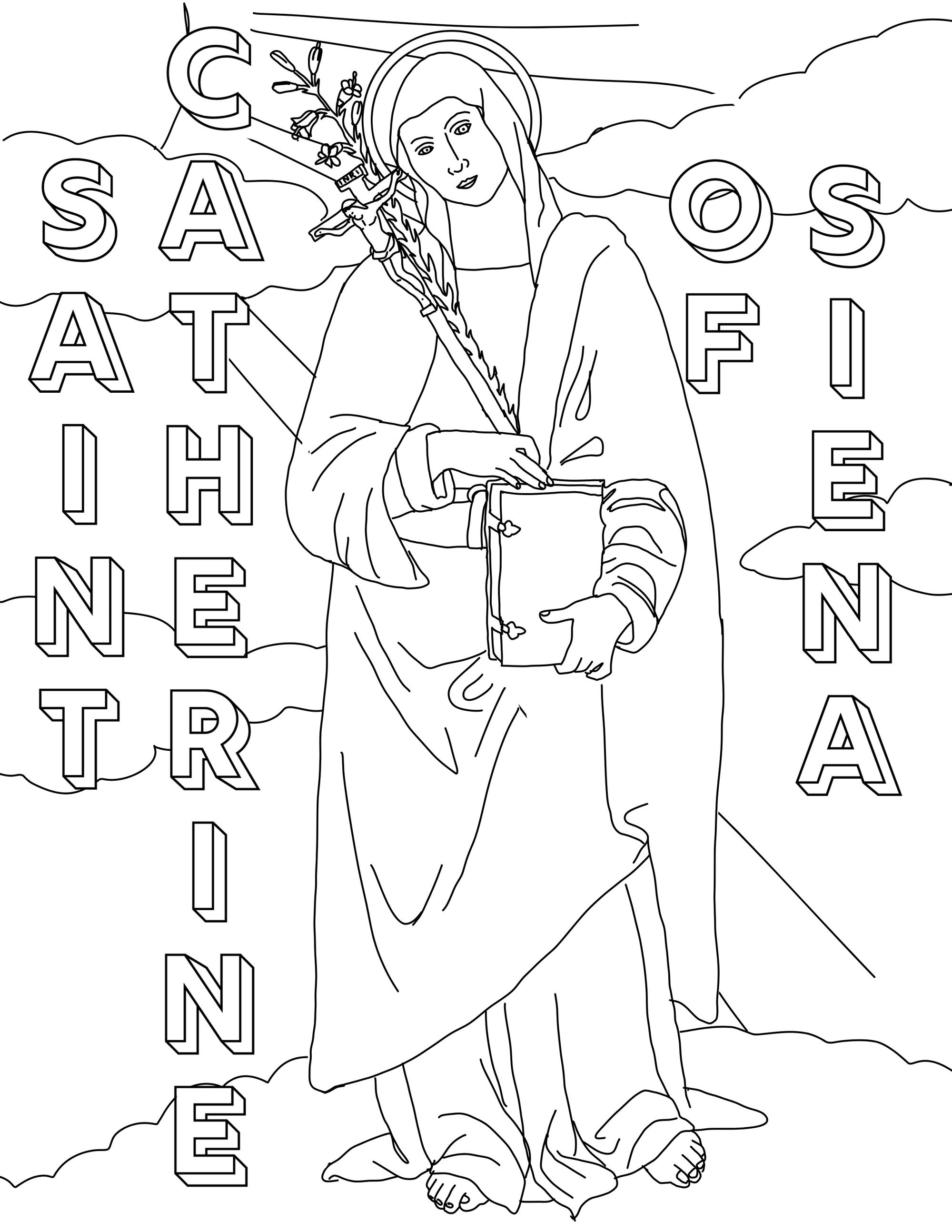 Saint Catherine of Siena - Catholic Coloring Page