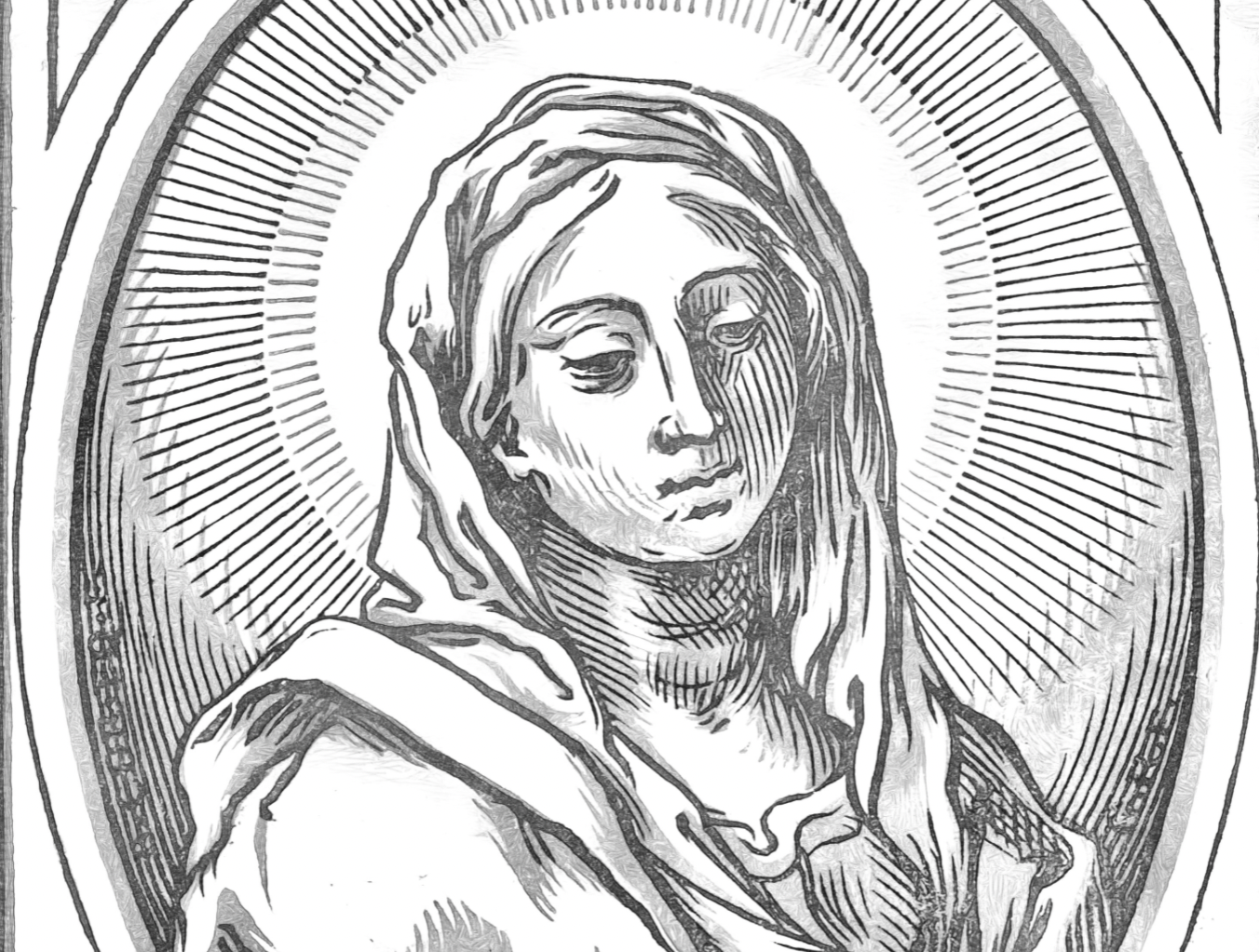 Virgin Mary (1609β1676) by Bartolommeo Coriolano - Catholic Coloring Page