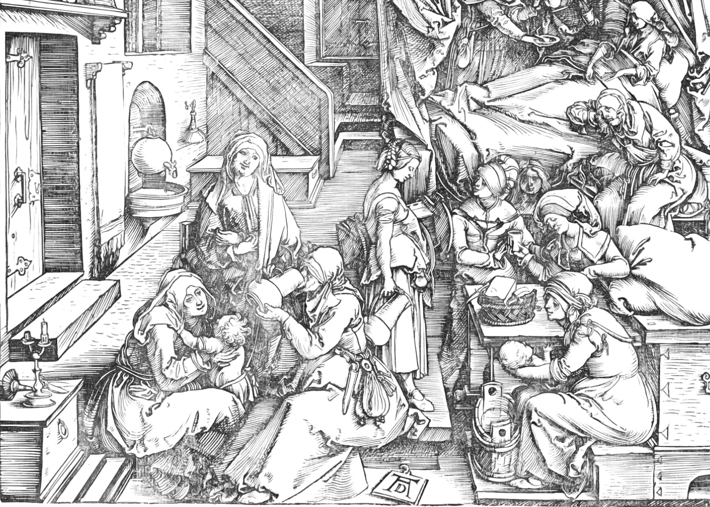 Nativity of Mary (15041505) by Albrecht Dürer Catholic Coloring Page