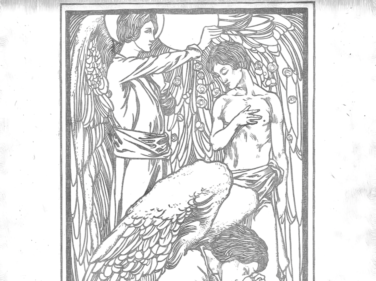 Elevation of Man (1898) by Johannes Josephus Aarts - Catholic Coloring Page