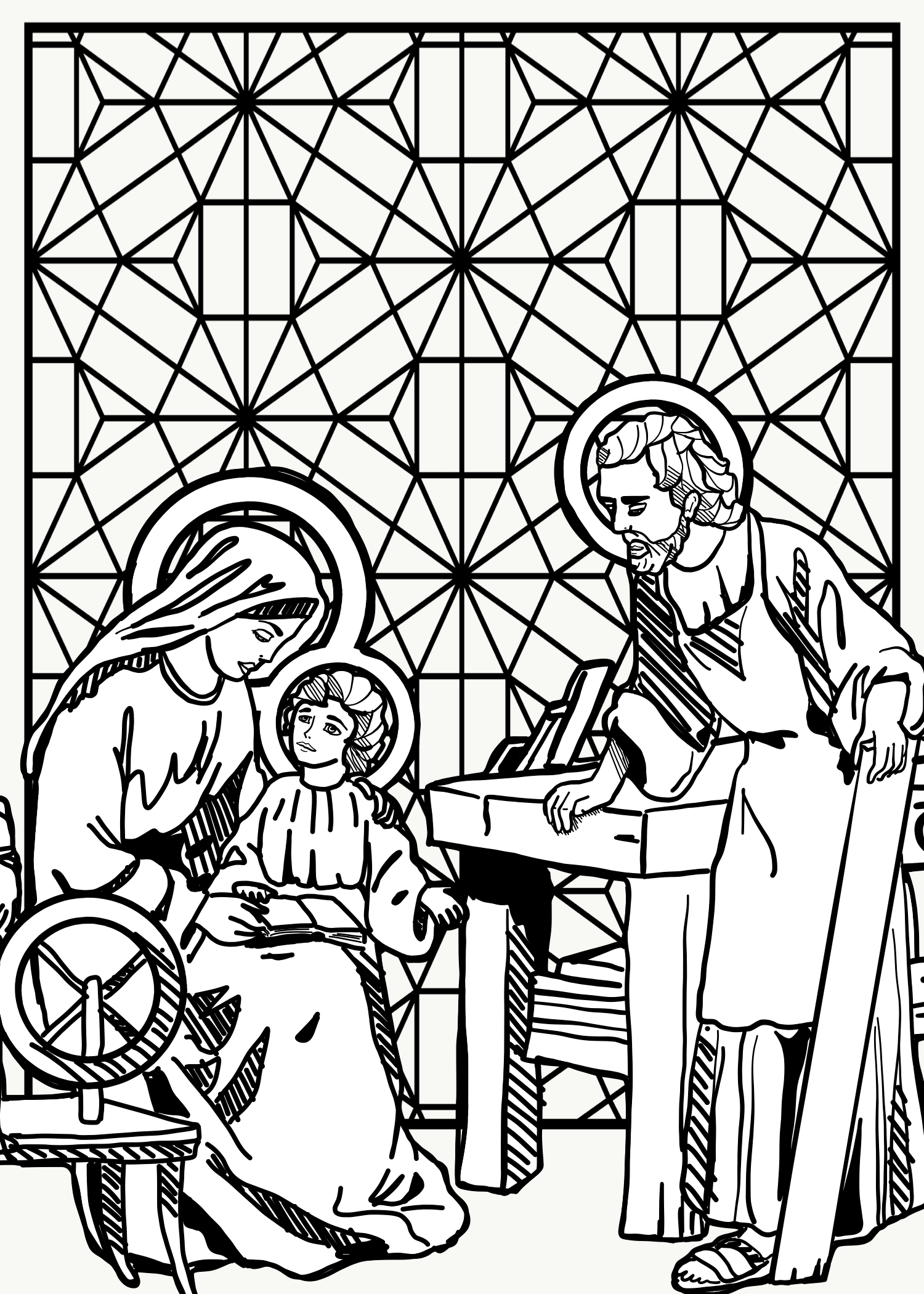 Holy Family Catholic Coloring Page