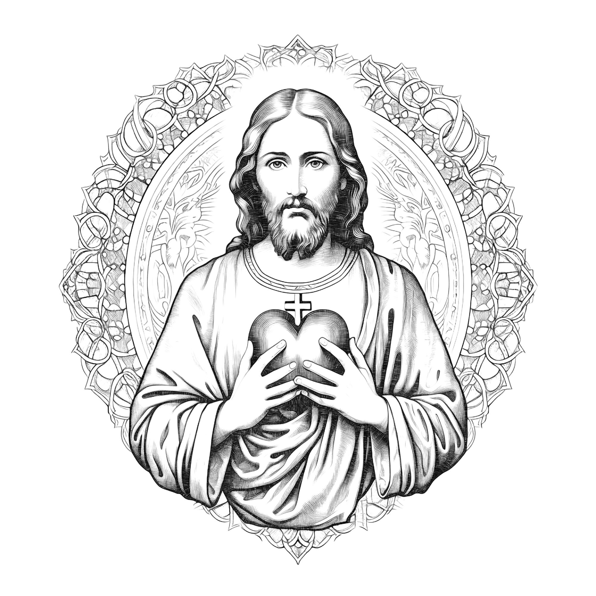 Sacred Heart of Jesus (2023) - Catholic Coloring Page