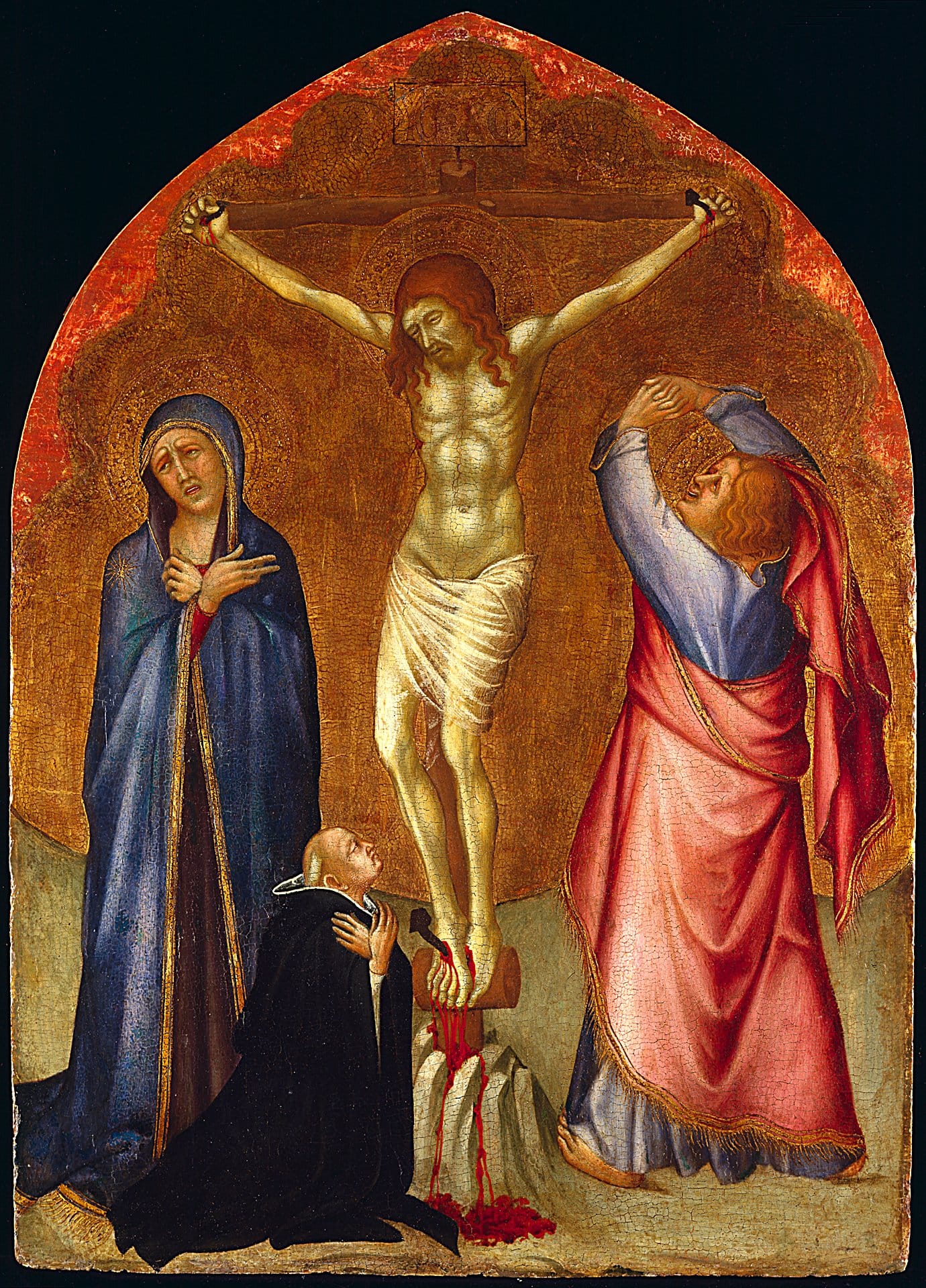 Crucifixion with the Virgin (1350-60) by Lippo Vanni - Public Domain Catholic Painting