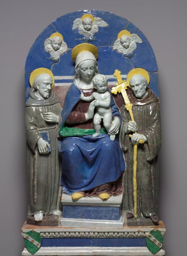 Virgin and Child Enthroned with Saints Francis and Giovanni Gualberto by Benedetto Buglioni