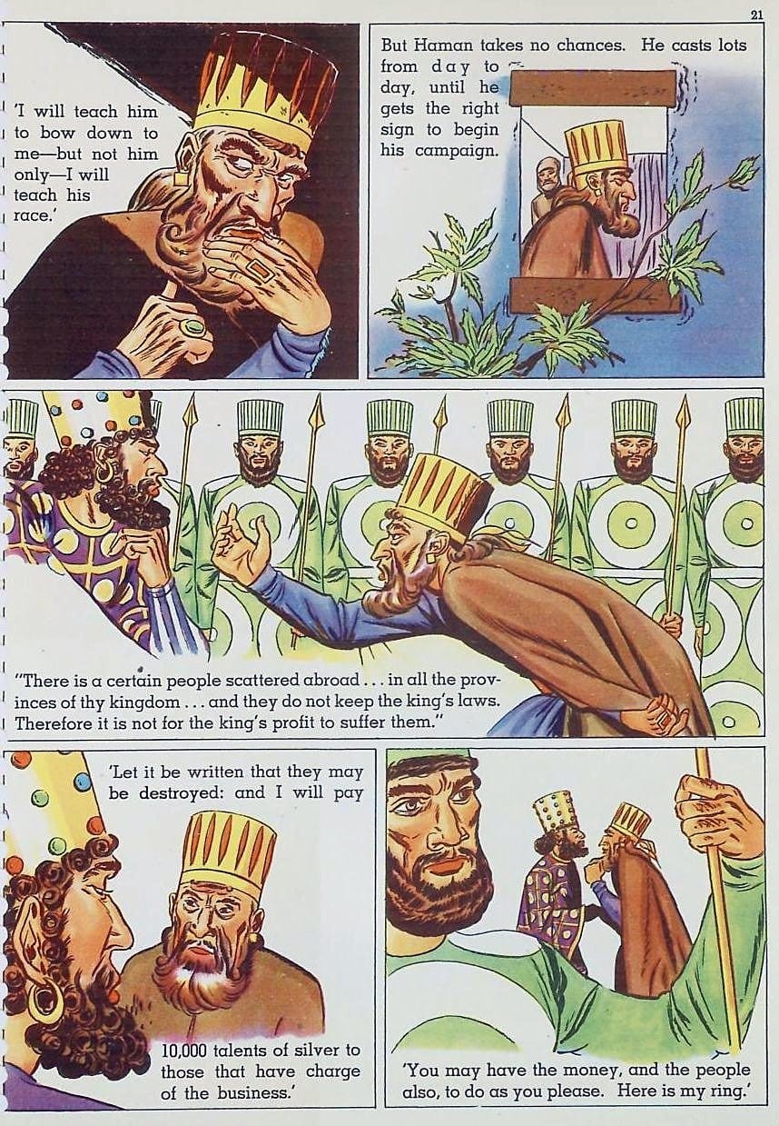 Haman Accuses the Jews Before the King - panel from Life of Esther Visualized (1947)