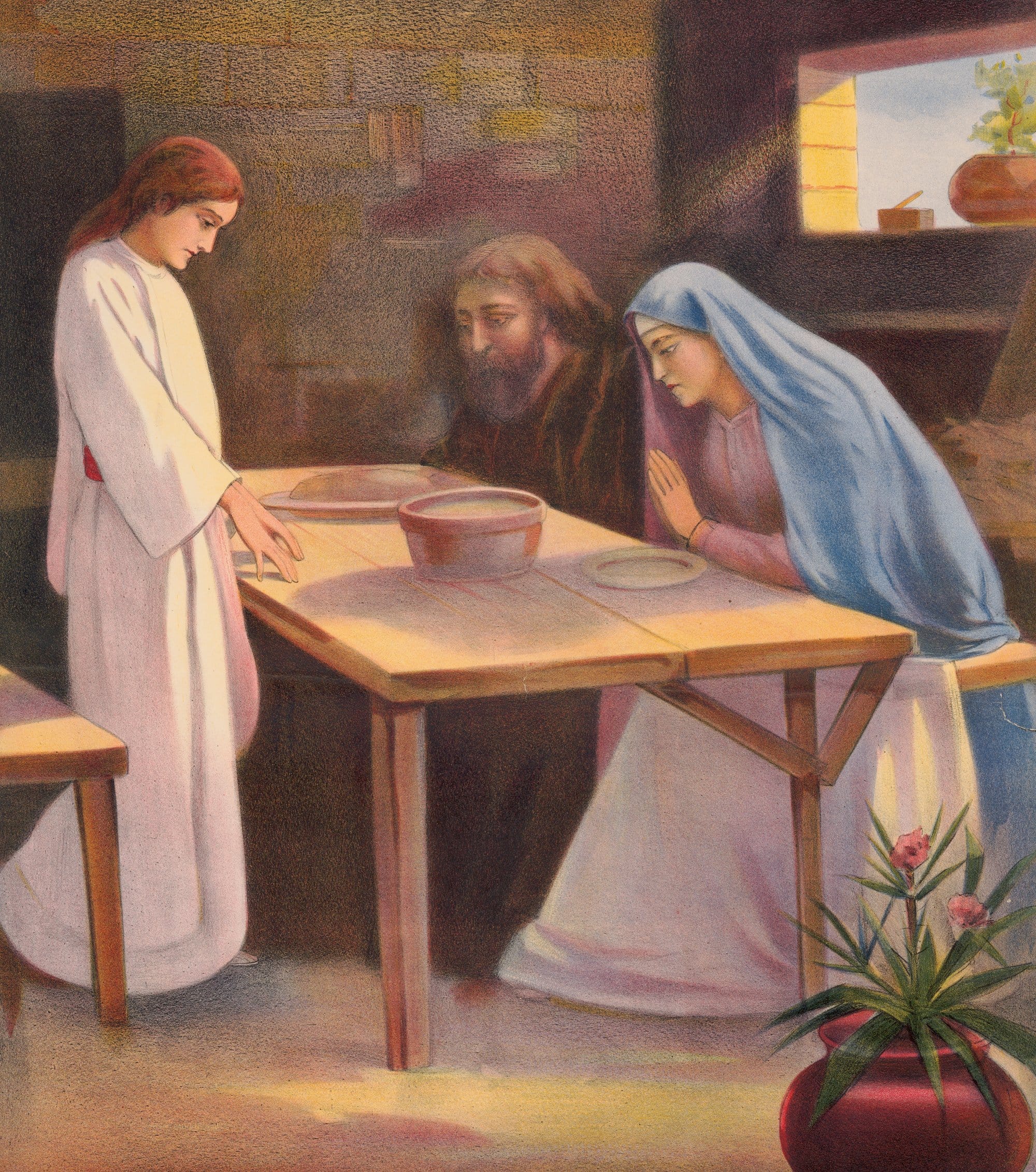 Jesus and His Home at Nazareth by Stecher Lithographic Company