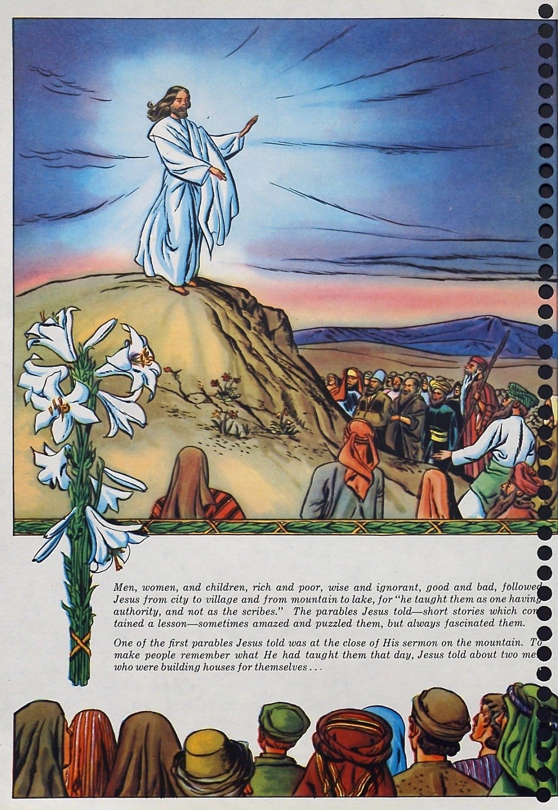 Jesus Teaches the Crowds on the Mountain - panel from Parables Jesus Told (1947)