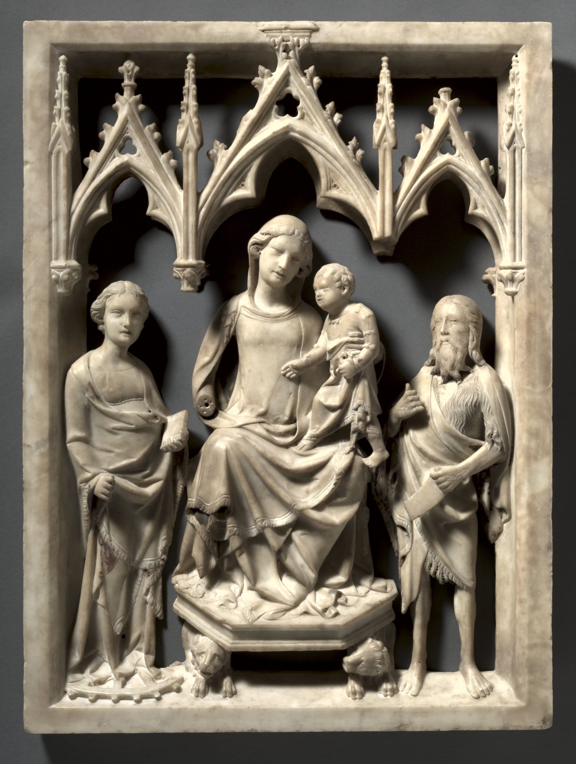 Madonna and Child with Saints Catherine and John the Baptist by Giovanni di Agostino