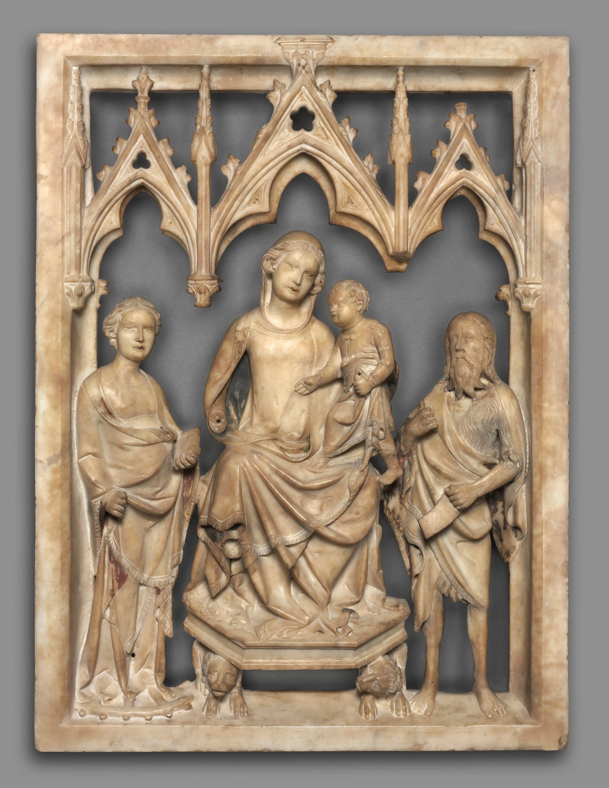 Madonna and Child with Saints Catherine and John the Baptist by Giovanni di Agostino