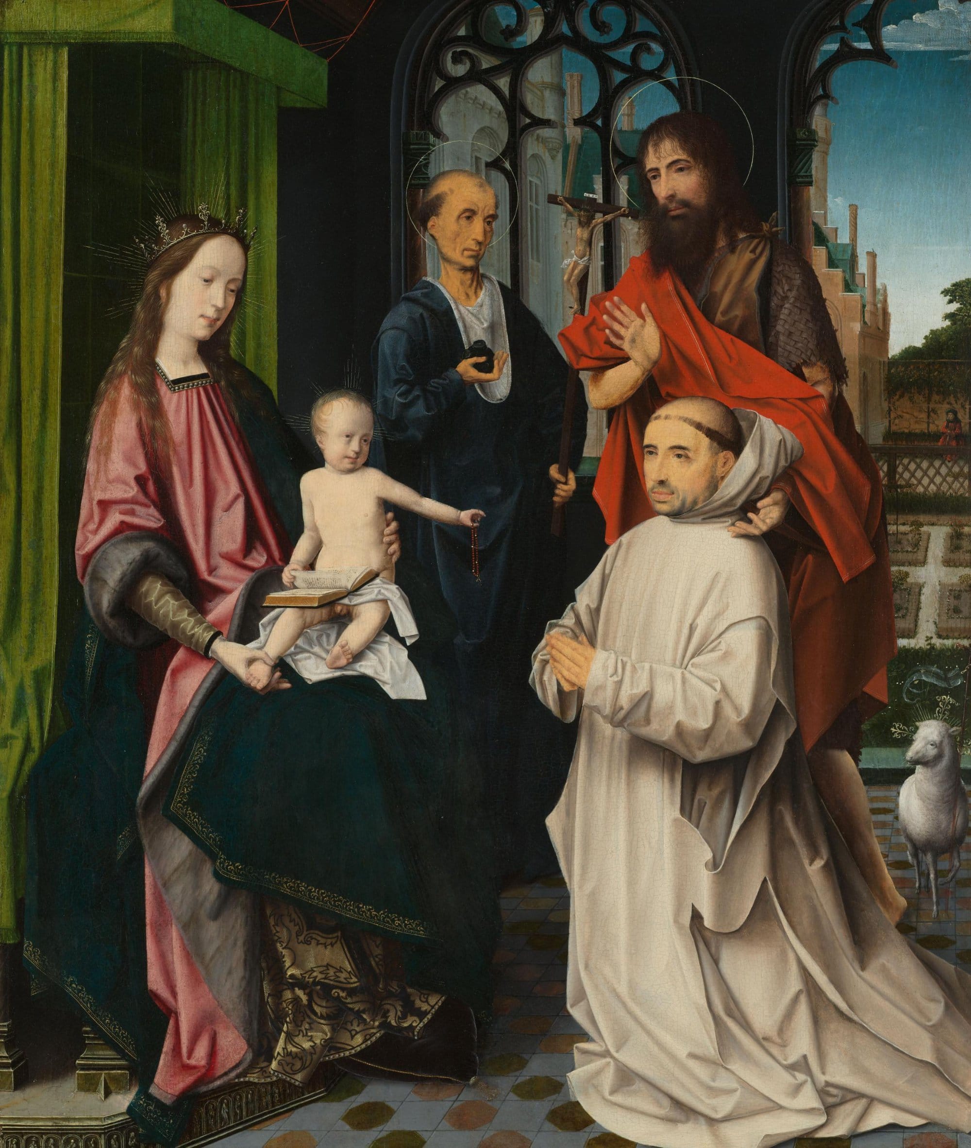Virgin and Child Enthroned with Saints Jerome and John the Baptist and a Carthusian Monk by Attributed to Jan Provoost