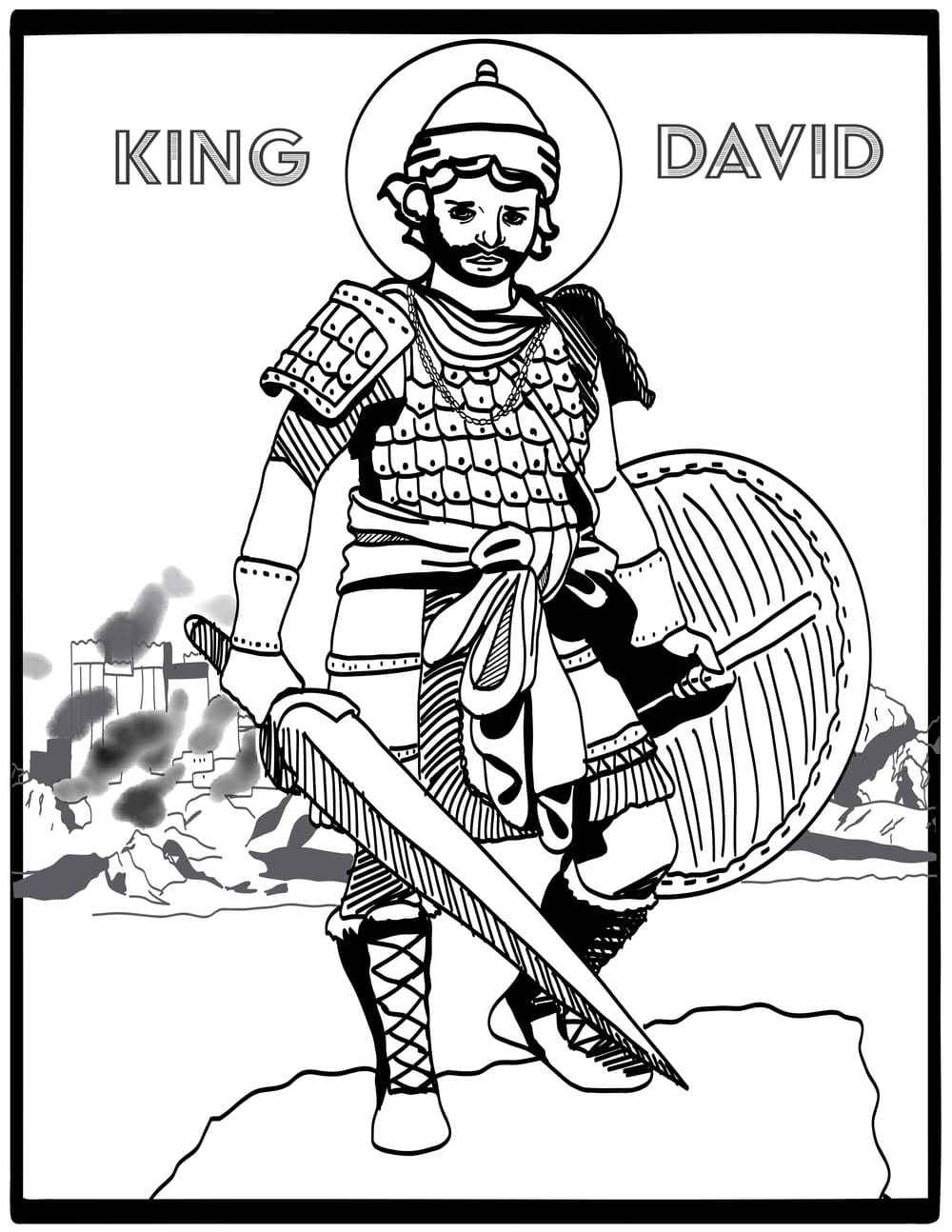 David Becomes King Coloring Page