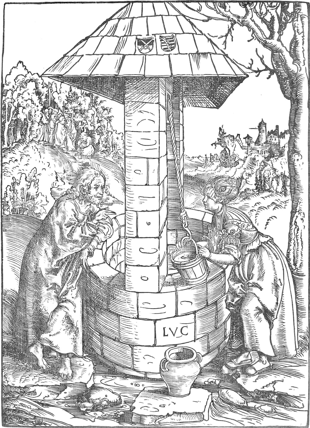 Christ and the Woman at the Well - Bible Coloring Page
