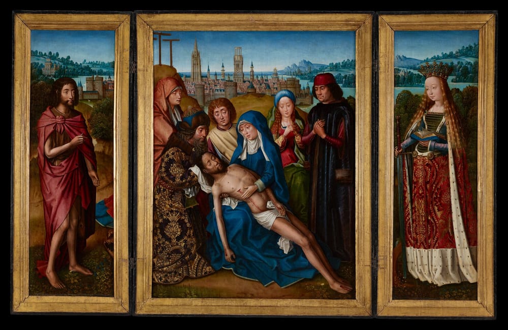 Lamentation with Saint John the Baptist and Saint Catherine of Alexandria (1493–1501) by Master of the Legend of Saint Lucy