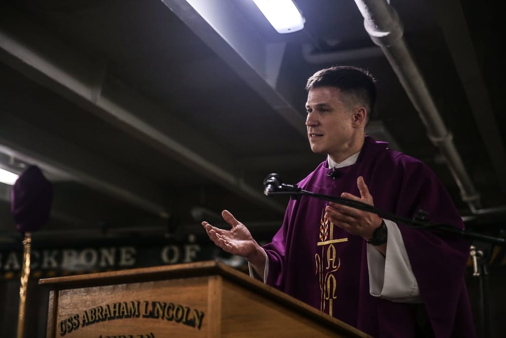 Catholic Mass in the Forecastle of USS Abraham Lincoln (2022)
