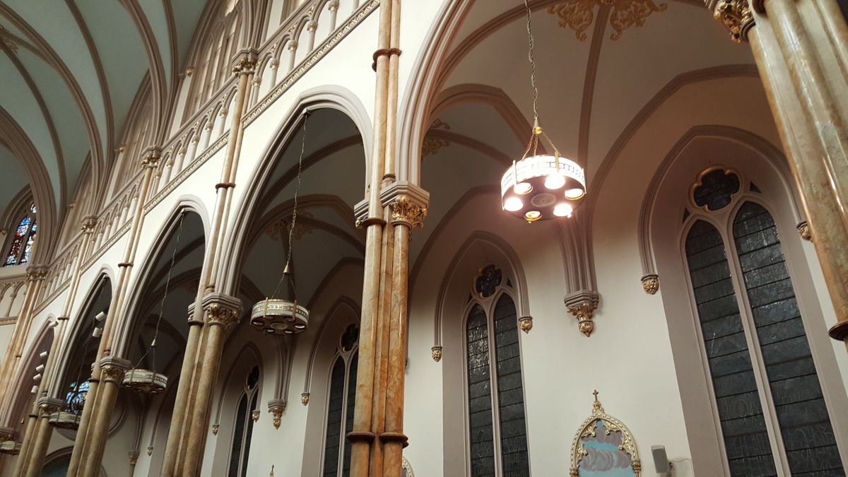 Church Arches at Saint John the Baptist Church in New York City - Catholic Stock Photo