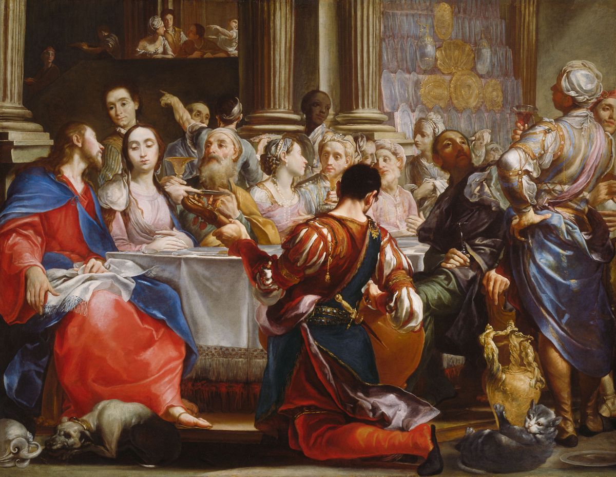 The Wedding at Cana by Giuseppe Maria Crespi - Public Domain Catholic Painting