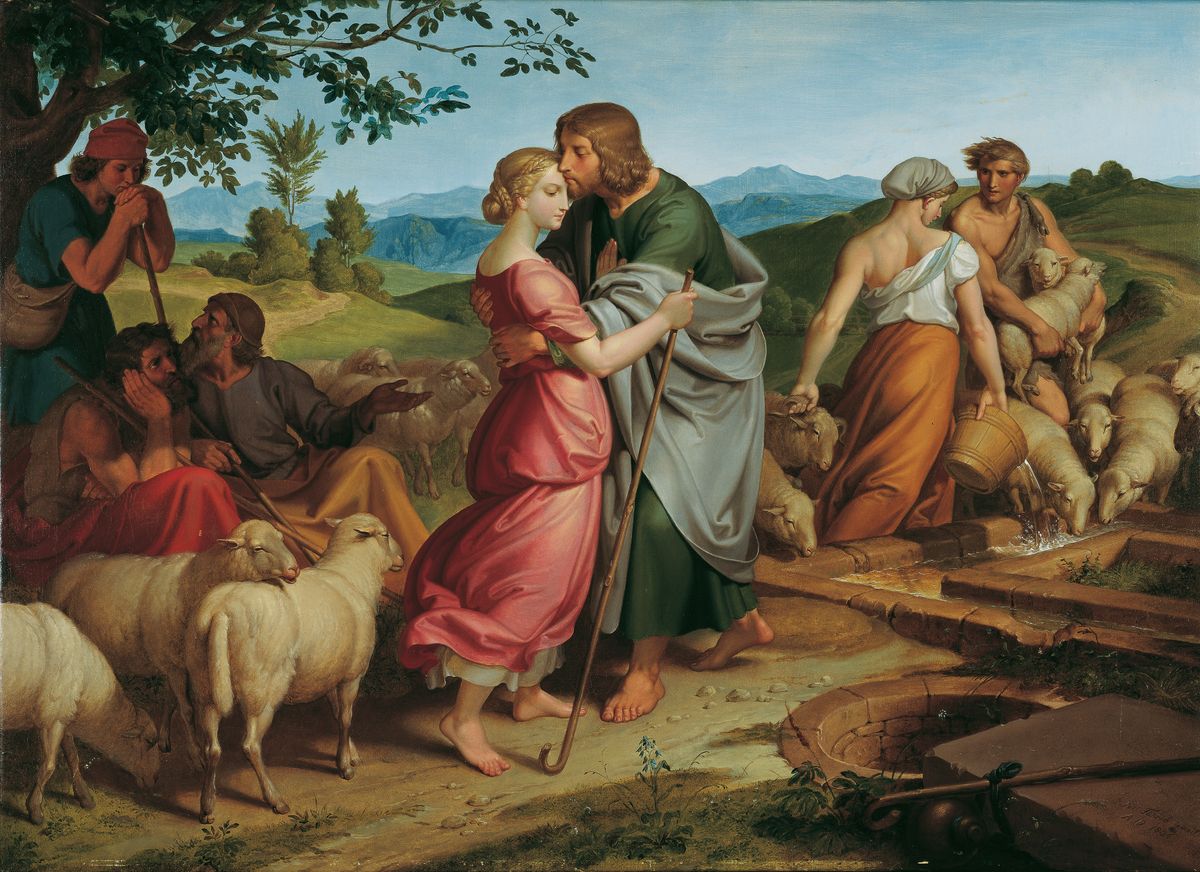 Jacob Marries Rachel by Joseph von Fuhrich - Public Domain Bible Painting