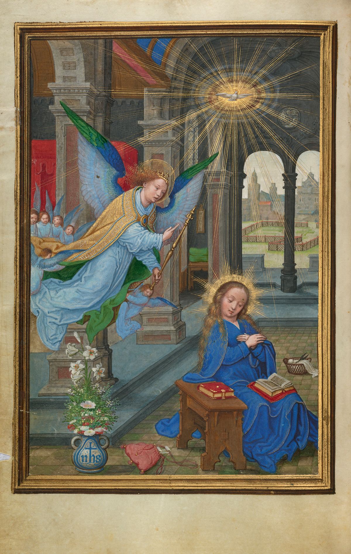 The Annunciation by Simon Bening (16th Century) - Public Domain Catholic Painting