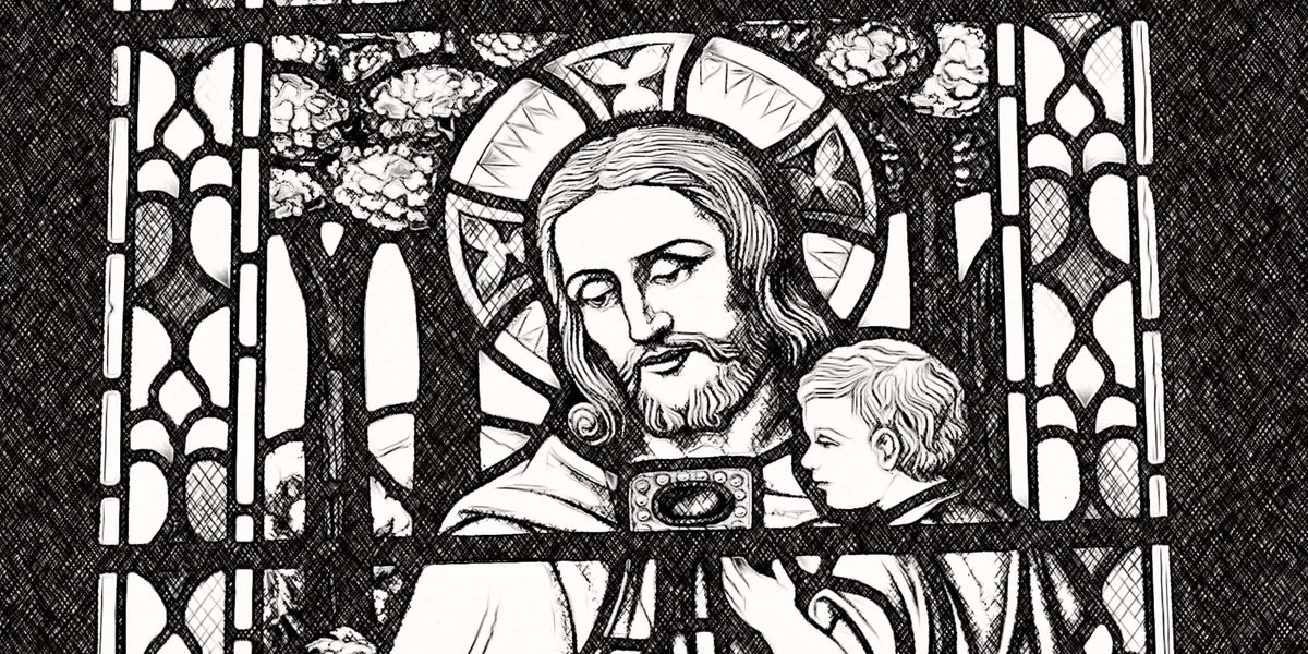 Jesus with Children - Catholic Coloring Page