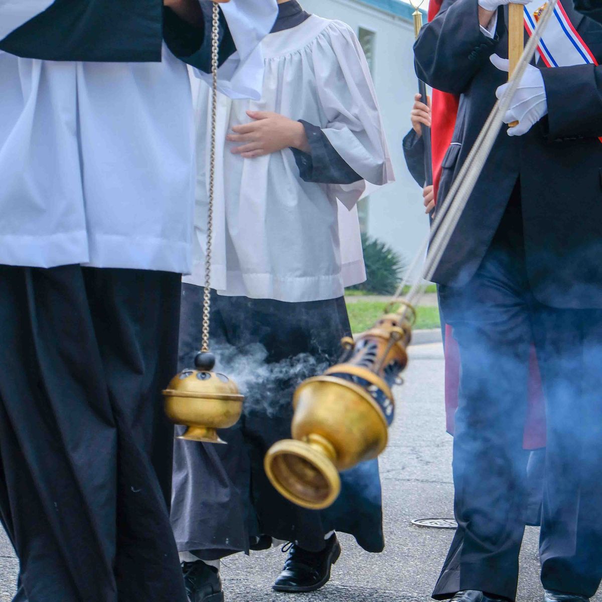 Censers and Altar Boys at a Procession - Catholic Stock Photo