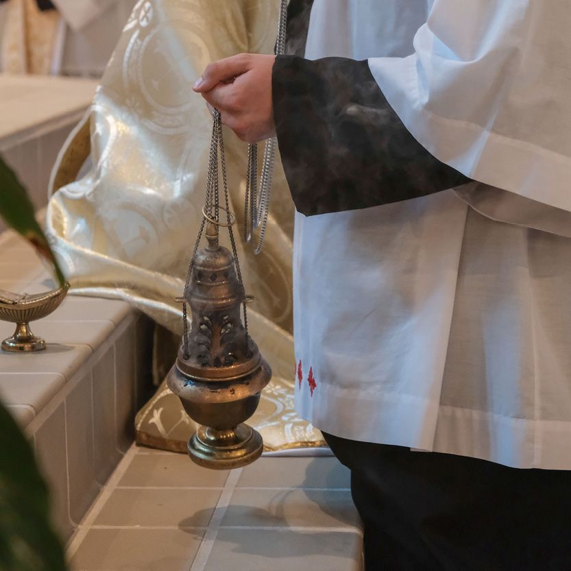 Altar Boy, Incense, and Censer - Catholic Stock Photo