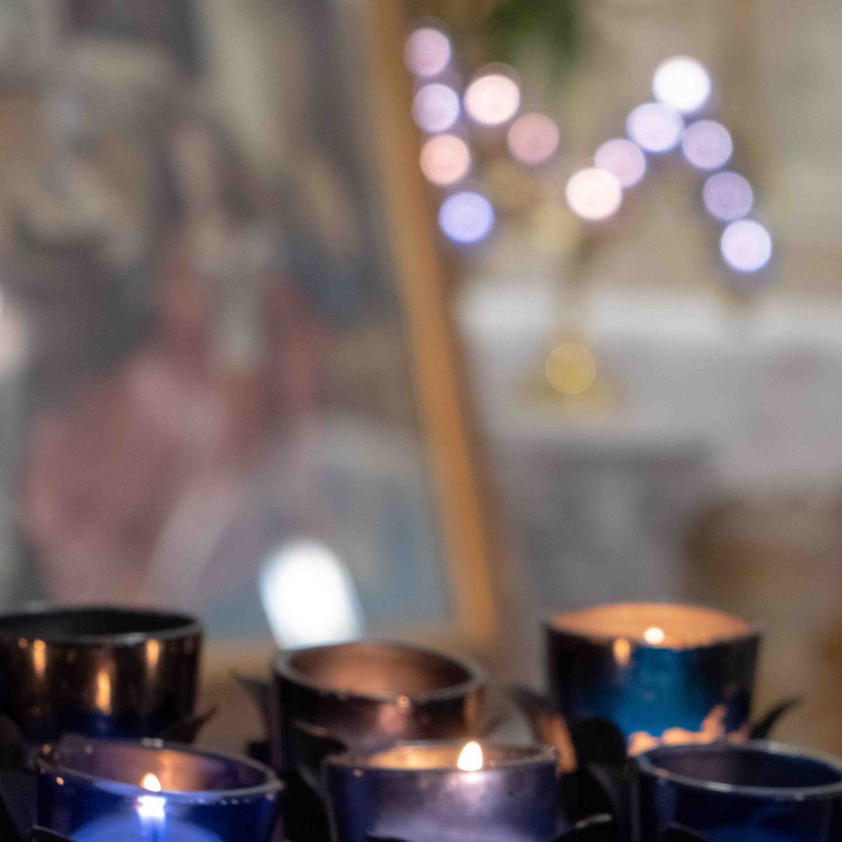 Candles and Altar - Catholic Stock Photo