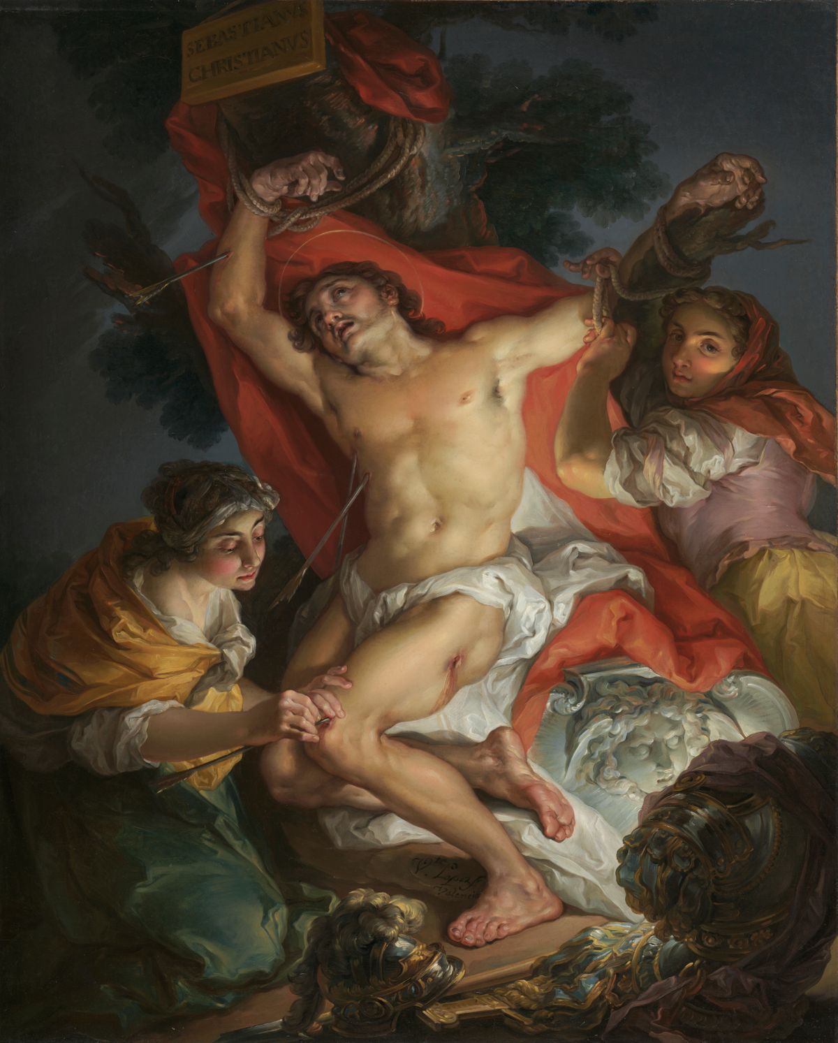 Saint Sebastian Tended by Saint Irene by Vicente López y Portaña (1795) - Public Domain Catholic Painting