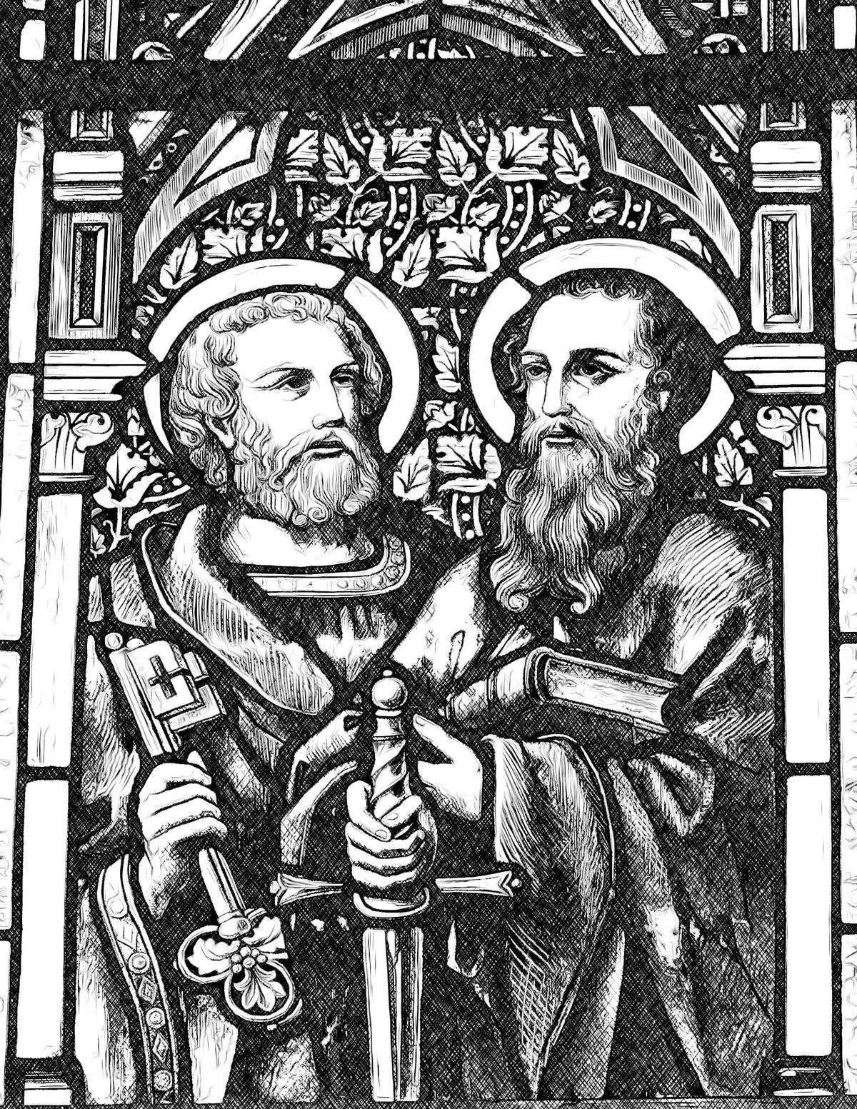 Saints Peter and Paul - Catholic Coloring Page