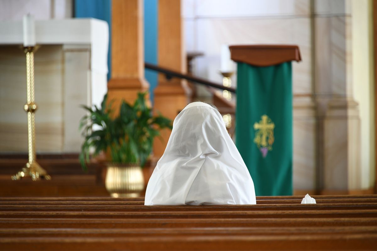 Nun in Our Lady of Dolours Catholic Church, Chatswood, Sydney - Catholic Stock Photo