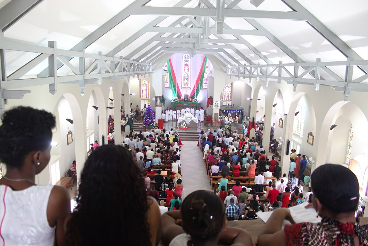 Christmas Mass at the Immaculate Conception Cathedral in Seychelles - Catholic Stock Photo