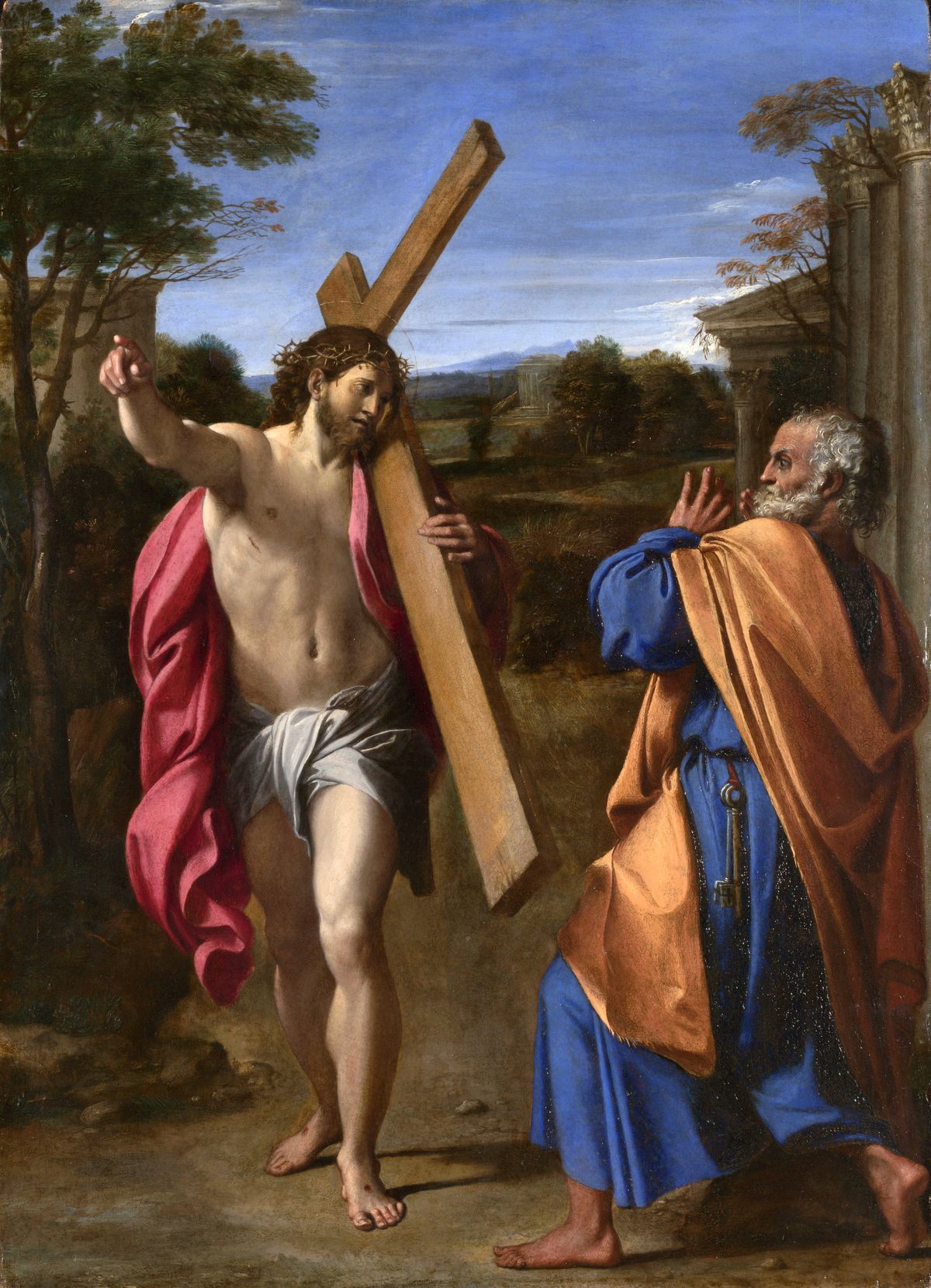 Christ appearing to Saint Peter on the Appian Way by Annibale Carracci (1602) - Public Domain Catholic Painting