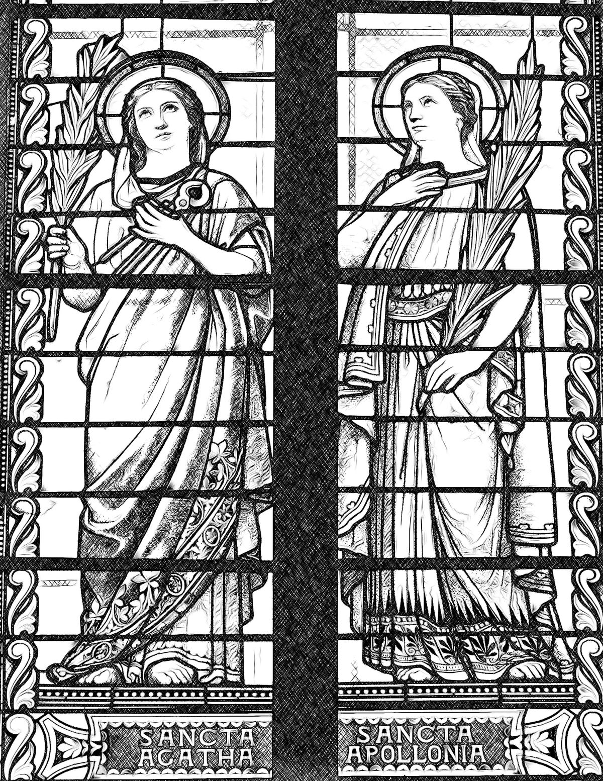 Saint Agatha and Saint Apollonia - Catholic Coloring Page