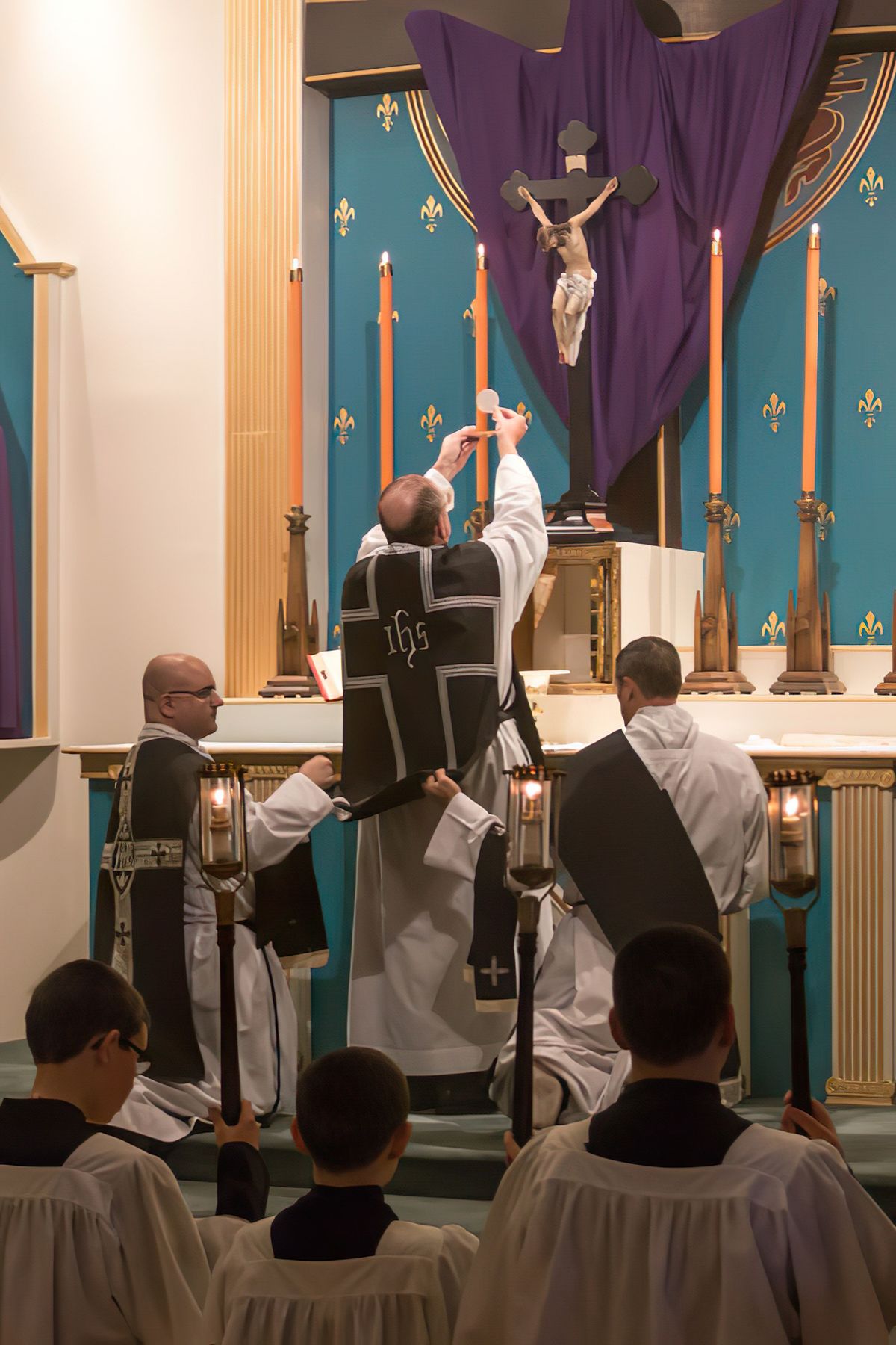 Elevation at a Solemn Mass of the Presanctified - Catholic Stock Photo