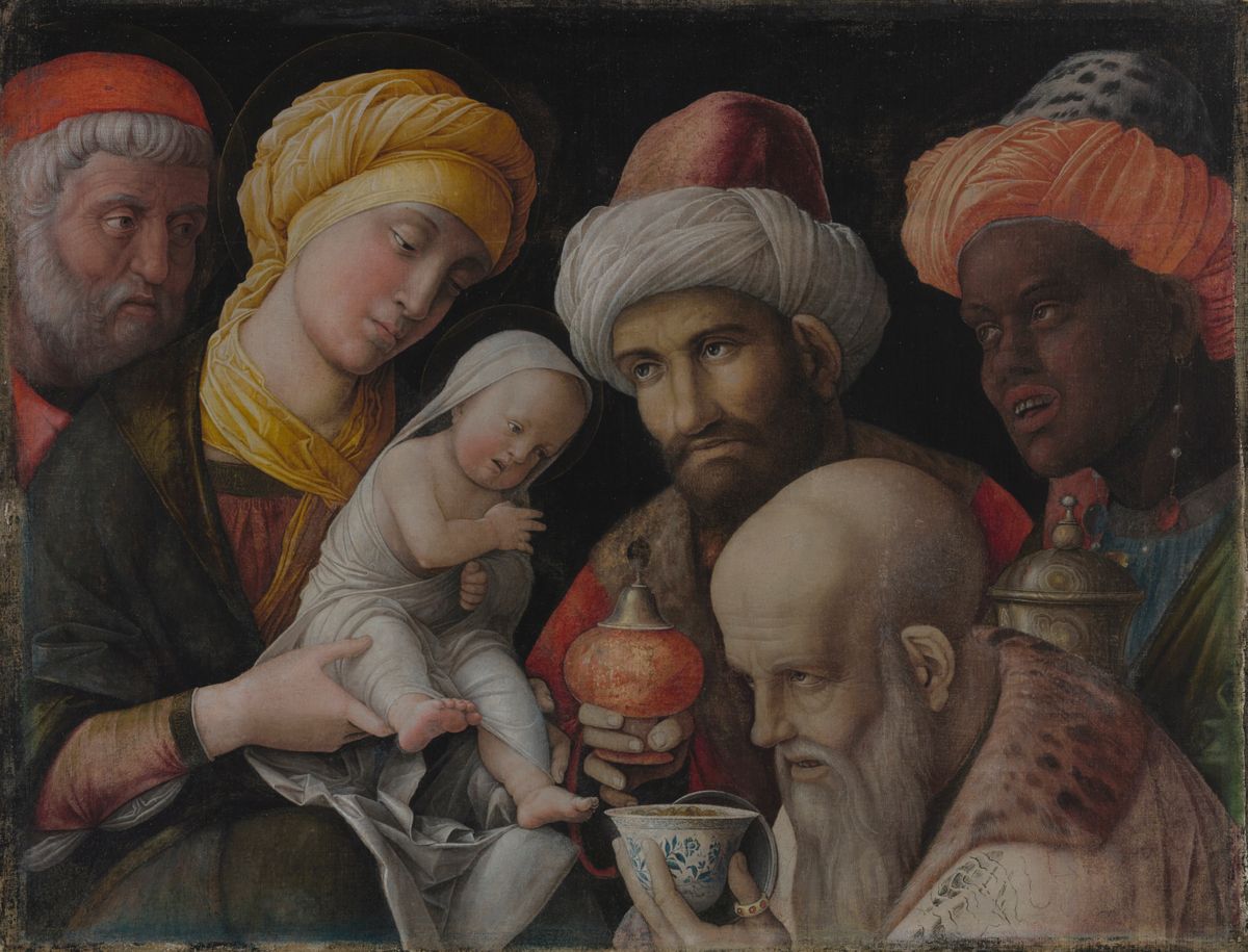 Adoration of the Magi by Andrea Mantegna (1495) - Public Domain Bible Painting