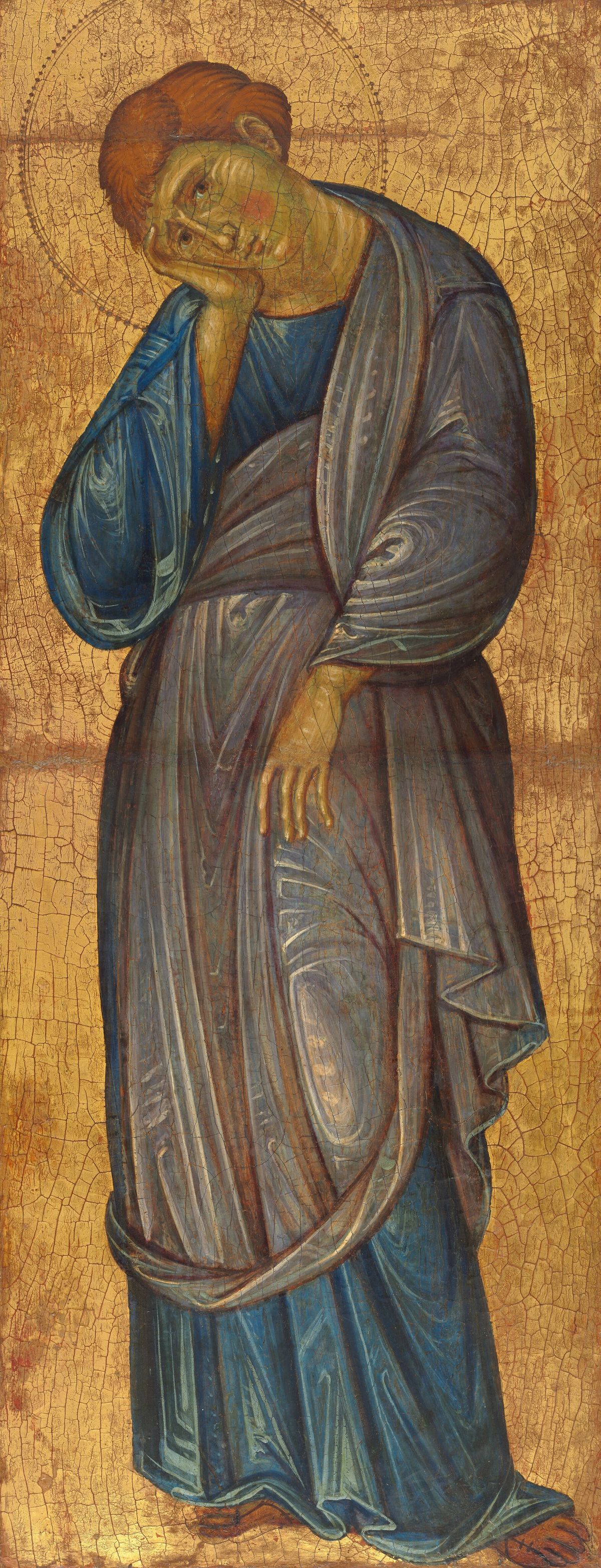 The Mourning Saint John the Evangelist by Master of the Franciscan Crucifixes (1270/1275) - Public Domain Catholic Painting