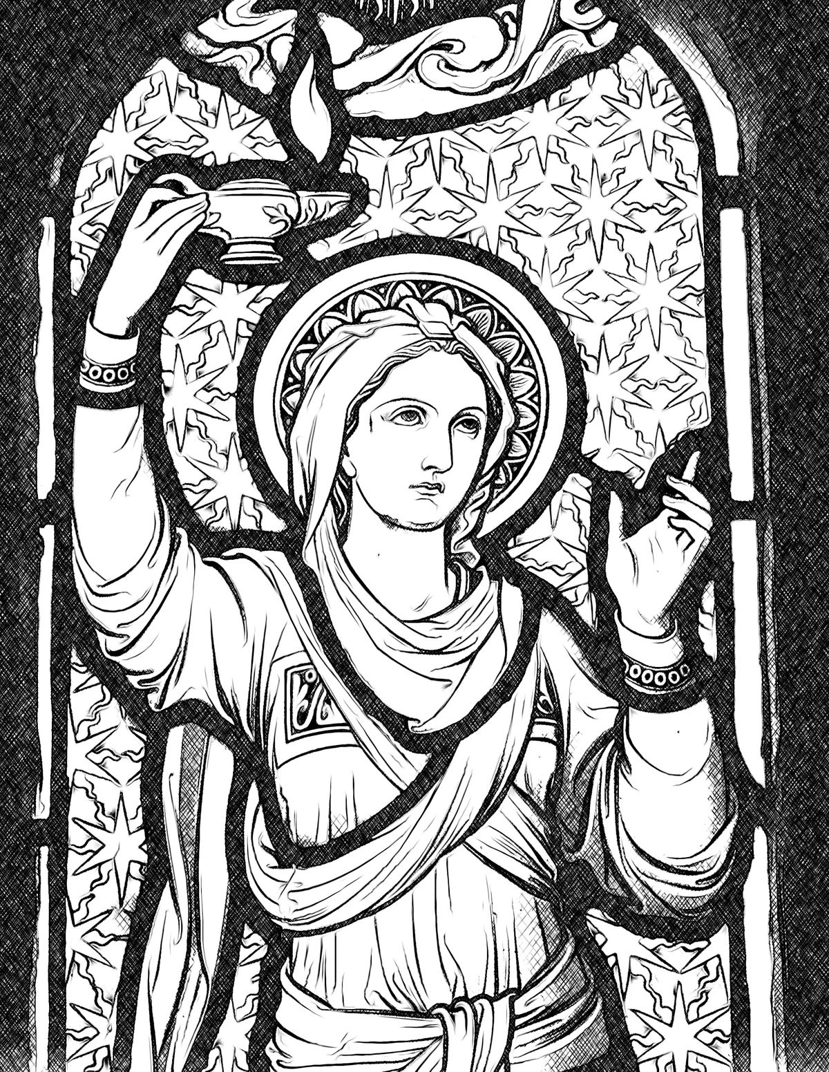 Virgin with Lamp - Catholic Coloring Page
