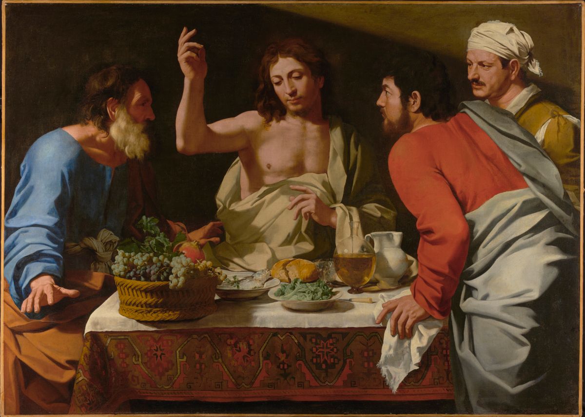 The Supper at Emmaus by Bartolomeo Cavarozzi (1615-1625) - Public Domain Bible Painting