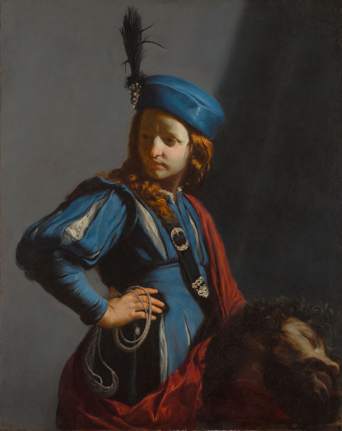 David with the Head of Goliath by Guido Cagnacci (1645-1650) - Public Domain Bible Painting