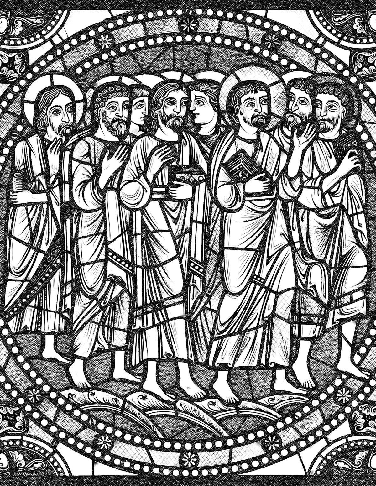 Jesus and the Apostles - Bible Coloring Page