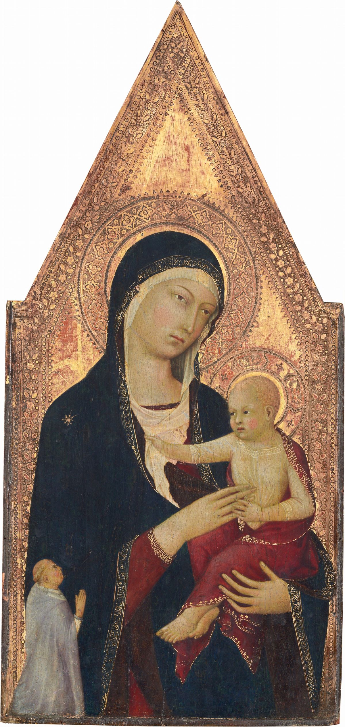 Madonna and Child with Donor by Lippo Memmi (1325-1330) - Public Domain Catholic Painting